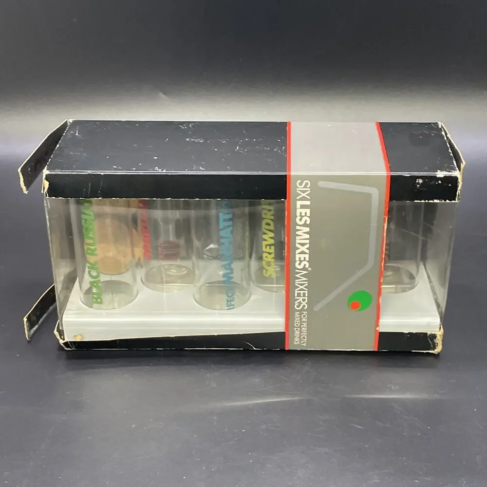 1970s Le Mixes Test Tube Shooter Station 6 Mixers w/Metal Base Holder Barware FR